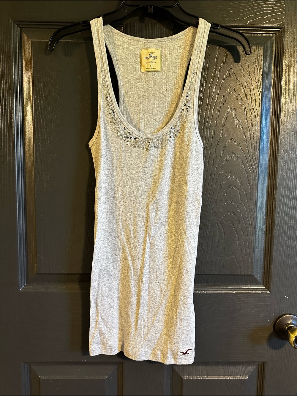 VINTAGE Y2K Hollister Light Gray Embellished Scoop Neck Tank